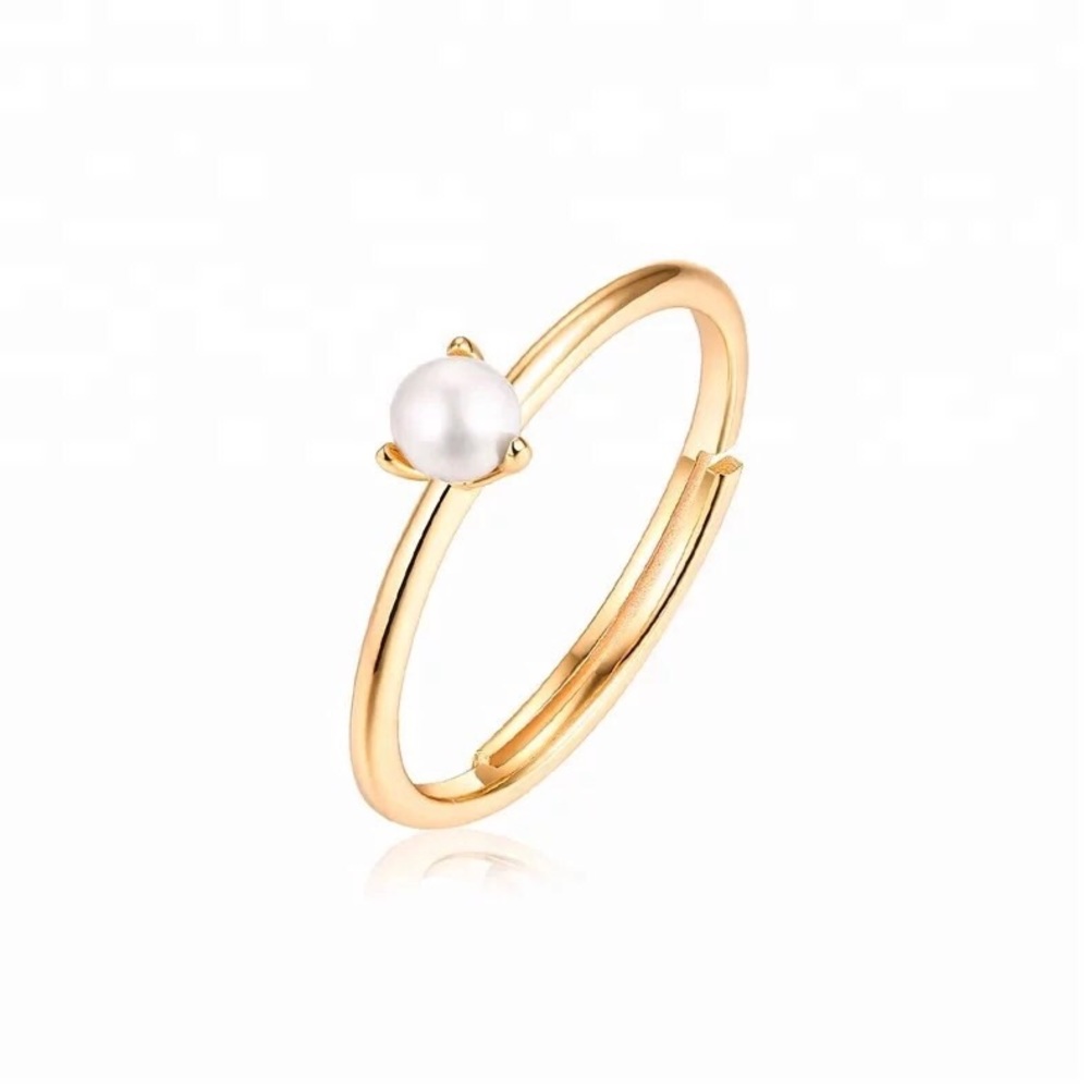 MARIGA - 18k gold vermeil pearl ring adjustable 6 - Picture 2 of 4